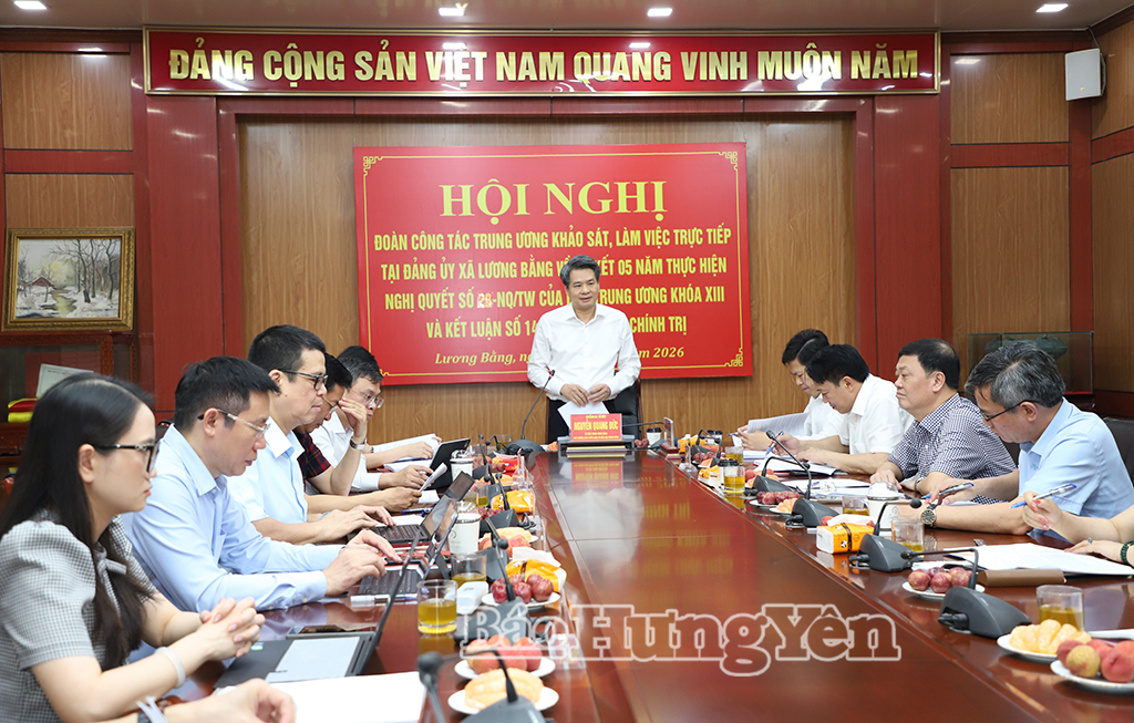 Đoàn công tác Trung ương khảo sát về kết quả thực hiện Nghị quyết số 28-NQ/TW và Kết luận số 14-KL/TW tại xã Lương Bằng Thứ 3, 19/05/2026 | 15:51:10 [GMT +7]