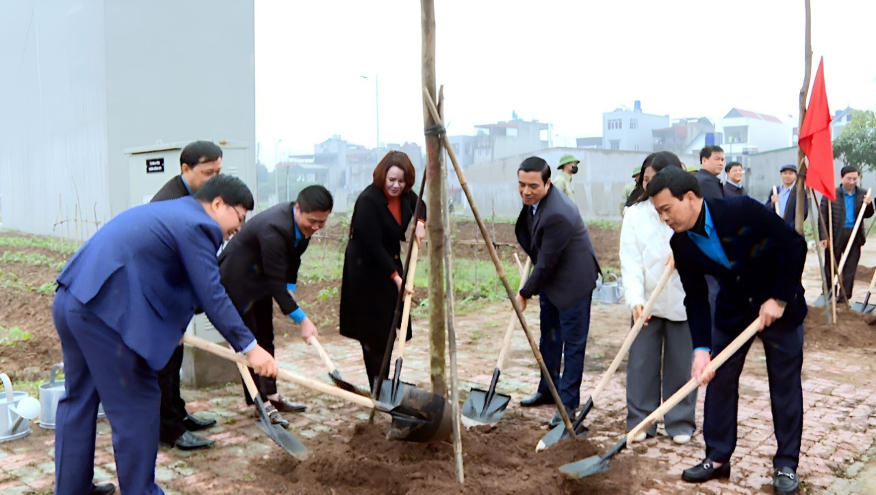 Cụm thi đua số 2 – Liên đoàn lao động tỉnh Gắn biển công trình “Hàng cây công đoàn” năm 2024